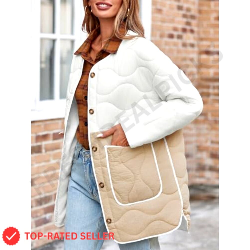 Quilted Lightweight Jacket Mid Length Collarless … - image 4